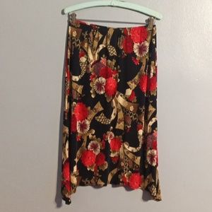 JKLA California women's shark bite skirt red, black,tan, brown, pink mul…